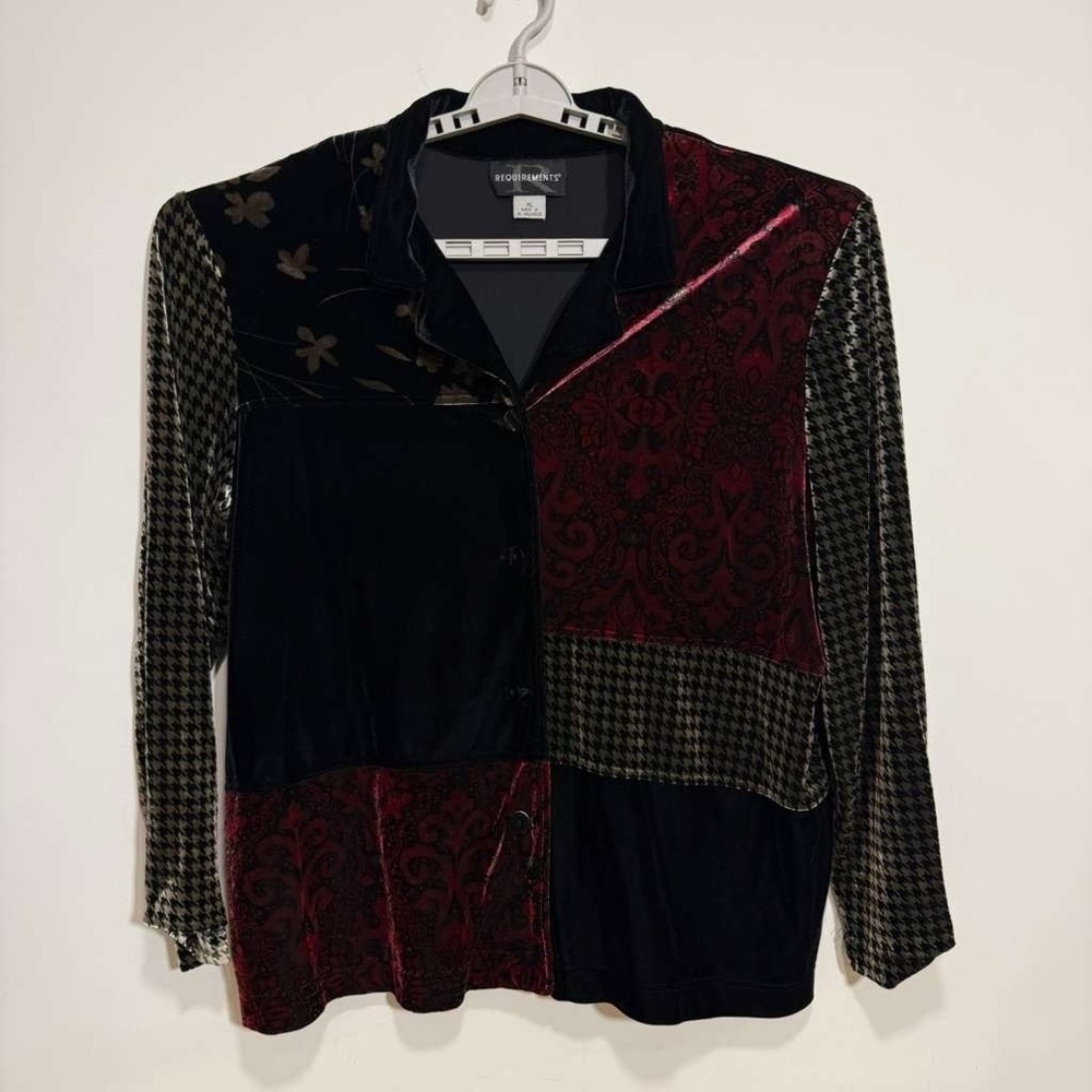 Requirements Shirt Velvet Dark Academia Romantic Goth Paisley Houndstooth XL